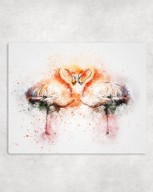 Watercolor Style Flamingos Metal Photo Panel - 8x10 - Schoppix Gifts