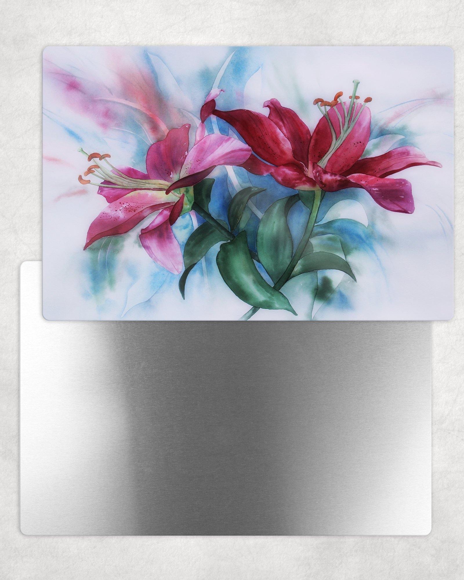 Watercolor Style Lilies Metal Photo Panel - 8x12 or 12x18 - Schoppix Gifts