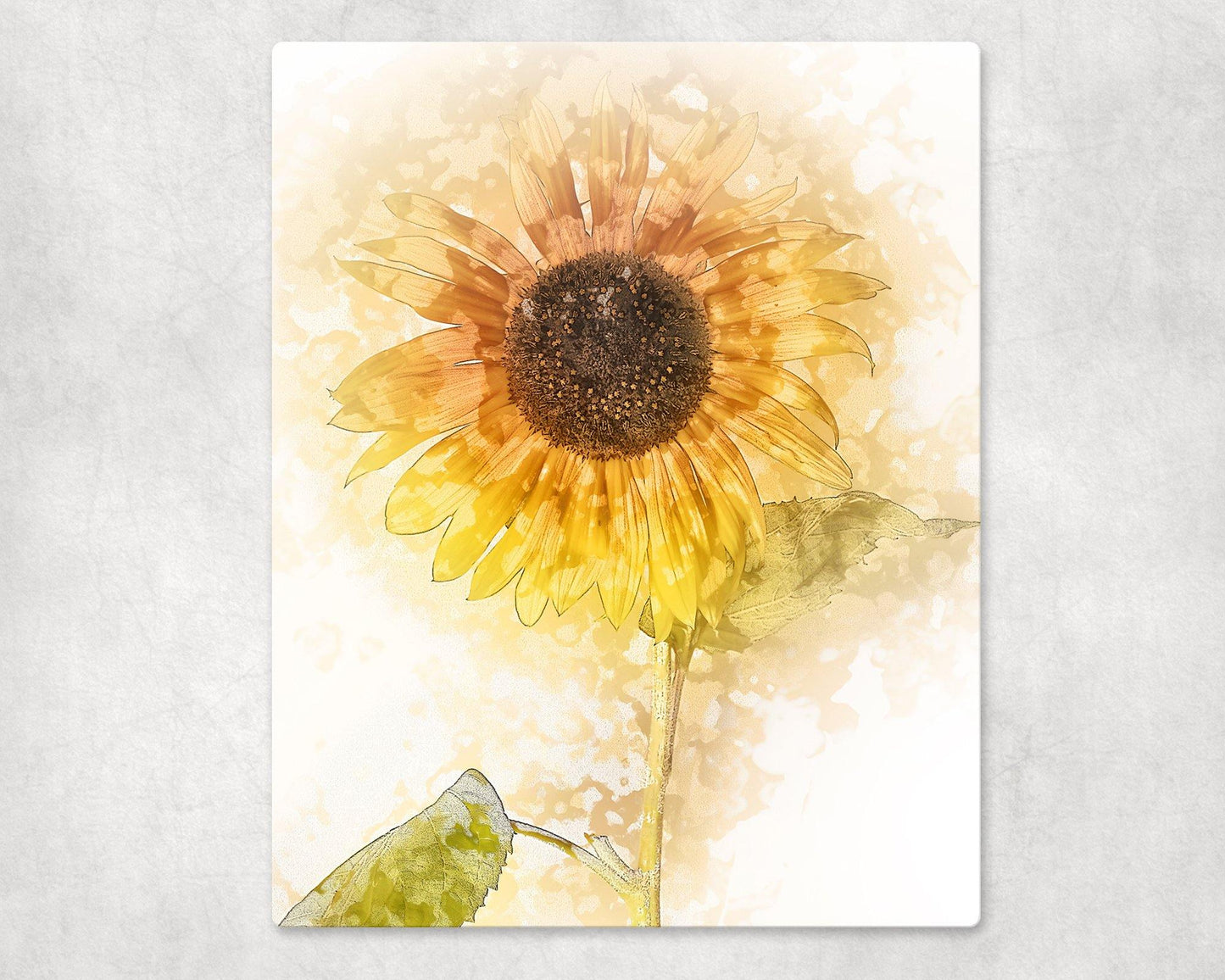Watercolor Style Sunflower Metal Photo Panel - 8x10 - Schoppix Gifts