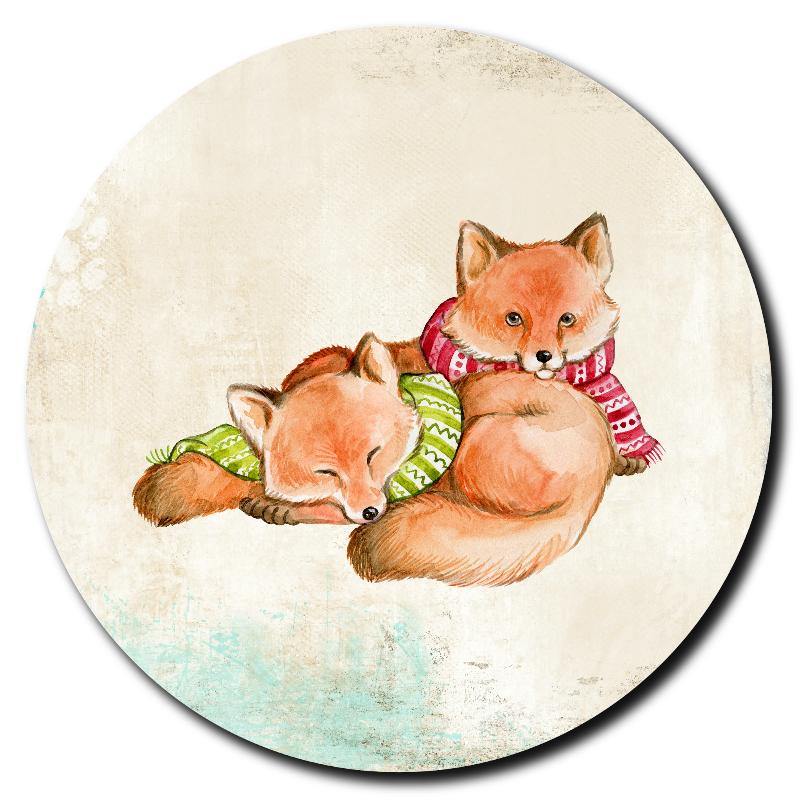 Cute Foxes in Scarves Art Drink Coasters - Schoppix Gifts