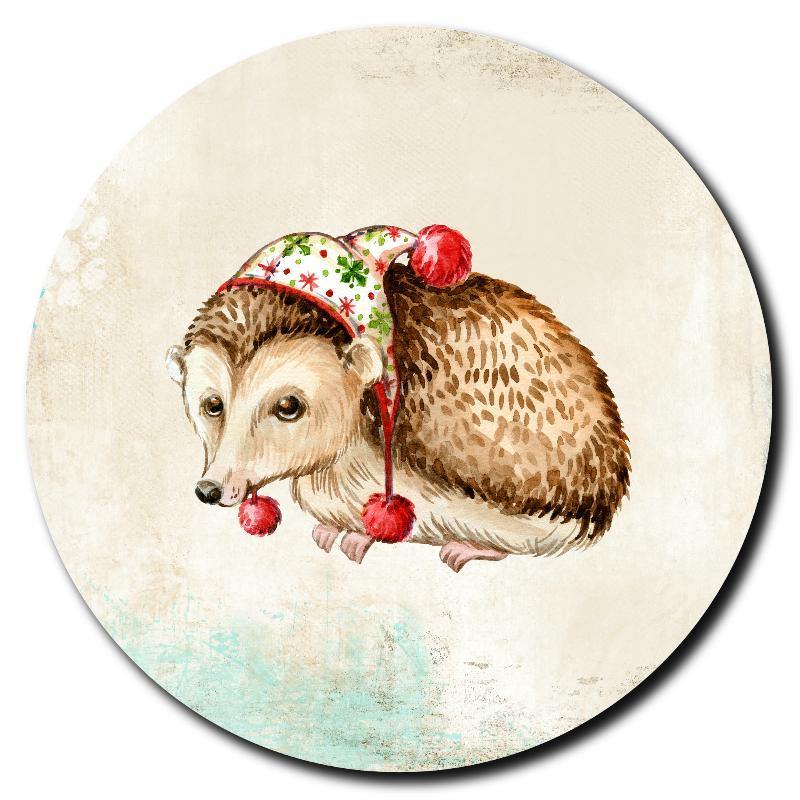 Cute Hedgehog in Scarf Art Drink Coasters - Schoppix Gifts