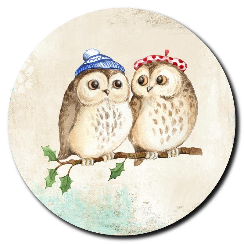 Cute Owls in Hats Art Drink Coasters - Schoppix Gifts
