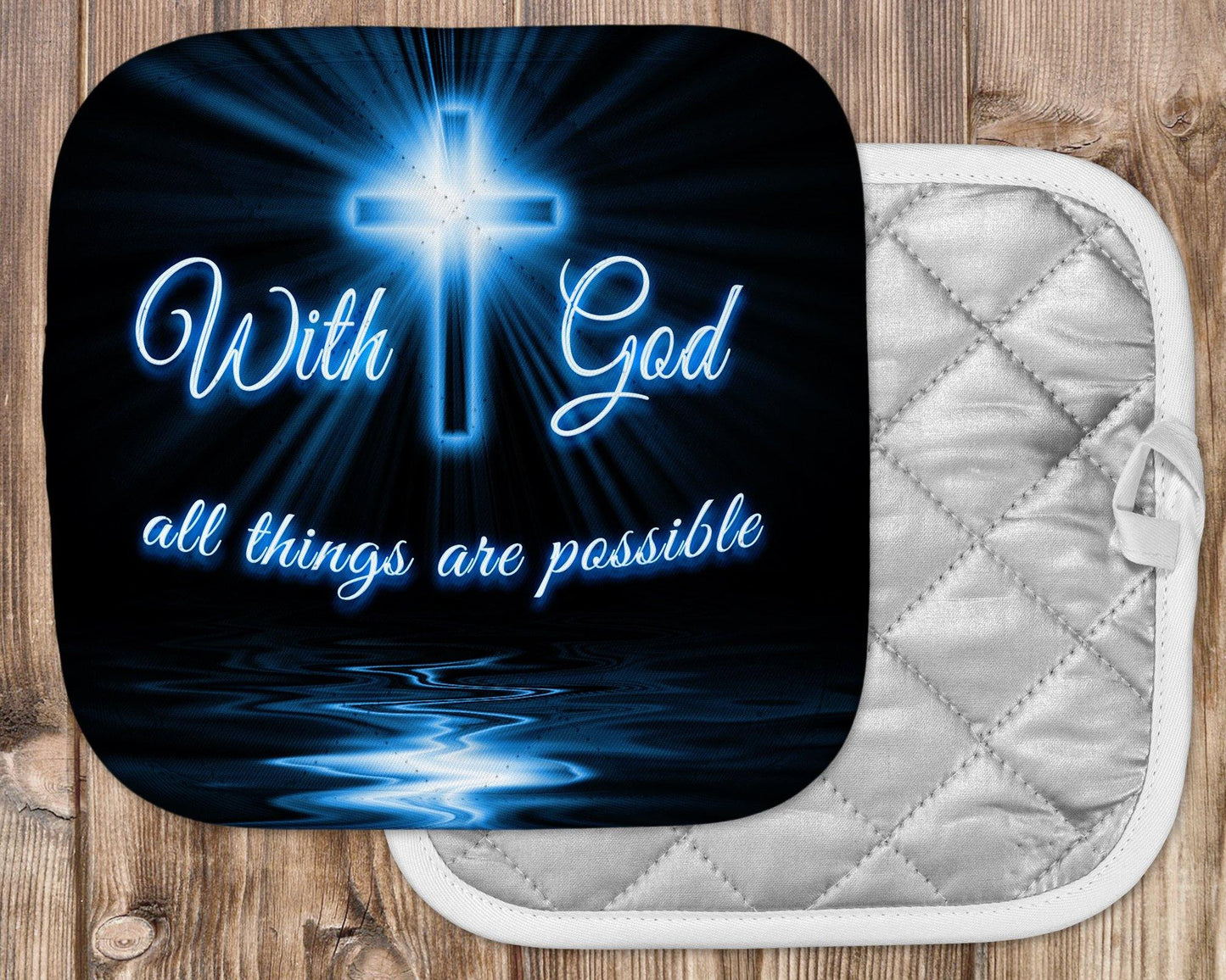 With God All Things are Possible Glowing Cross Potholder - Schoppix Gifts