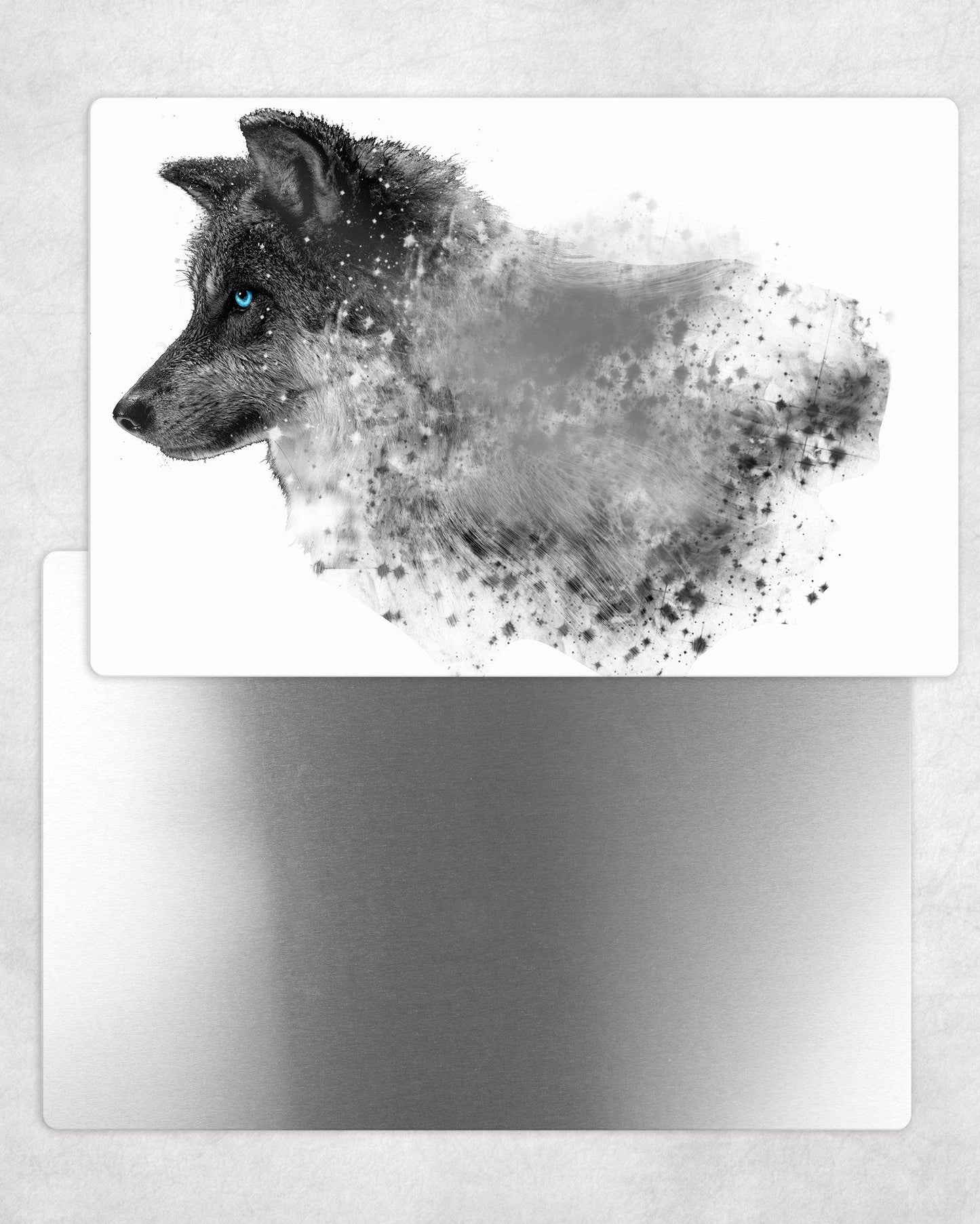 Wolf Portrait Splatter Paint Style Metal Photo Panel - 8x12 or 12x18 - Schoppix Gifts