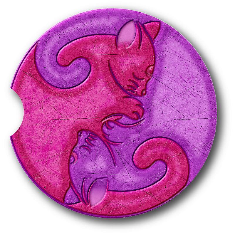 Yin Yang Cat Sandstone Car Coasters/Multiple Colors/ Set of 2 - Schoppix Gifts