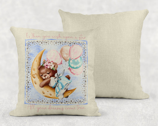15.75 Inch Dreams Come True Sleeping Bear Nursery Art Linen Throw Pillow|Home Decor|Decorative Pillows| - Schoppix Gifts
