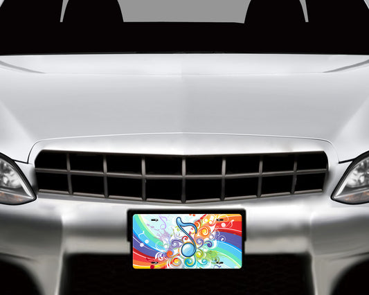 Beautiful Rainbow Music Notes Aluminum License Plate, music lovers gifts for women - Schoppix Gifts