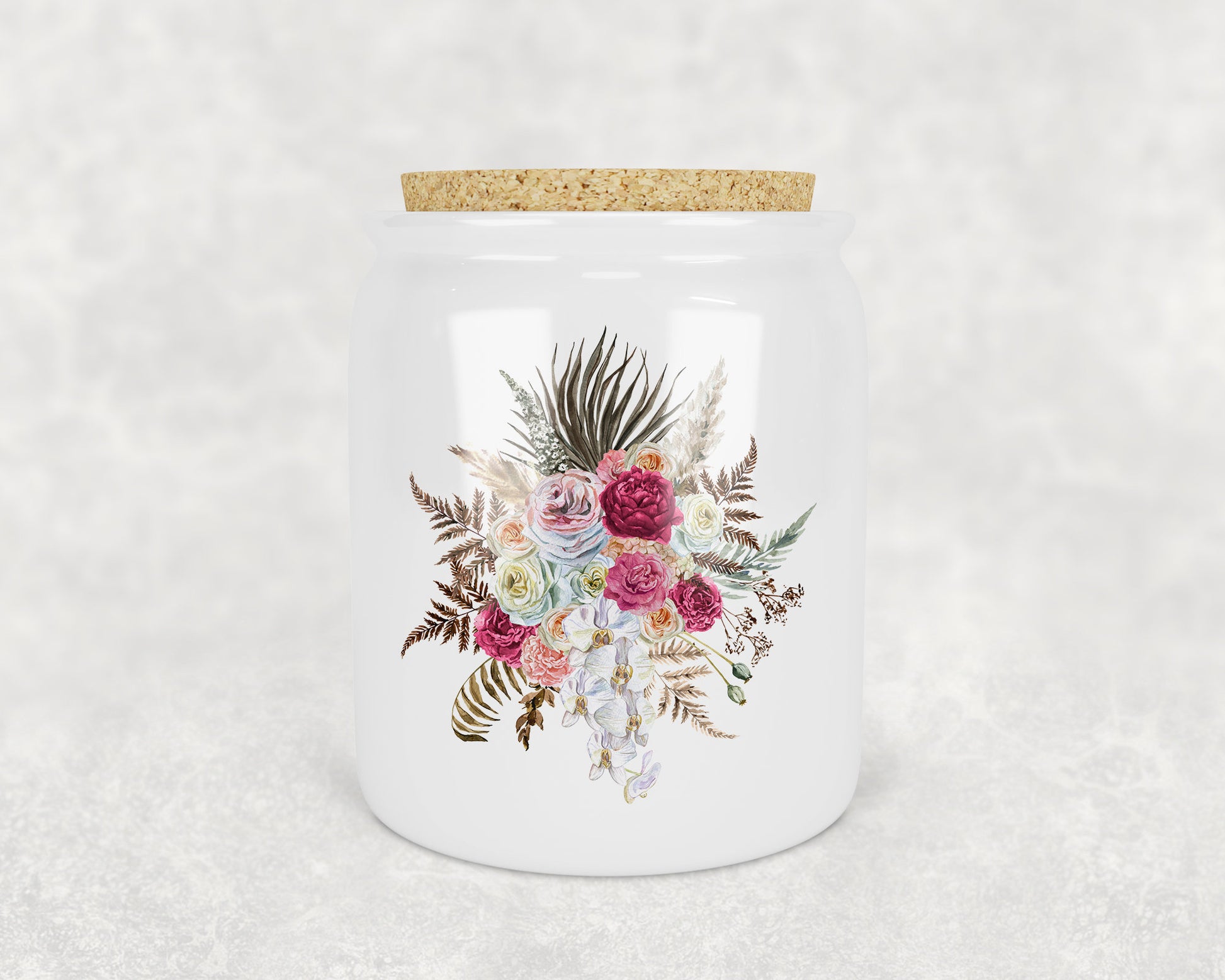 Boho Flower Bouquet Art Porcelain Treat Jar - Schoppix Gifts