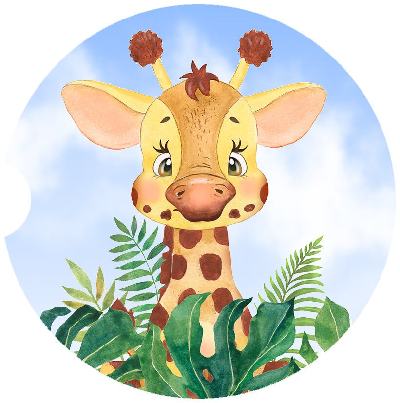 Cute Baby Giraffe Art Car Coasters  - Matching Pair - Schoppix Gifts
