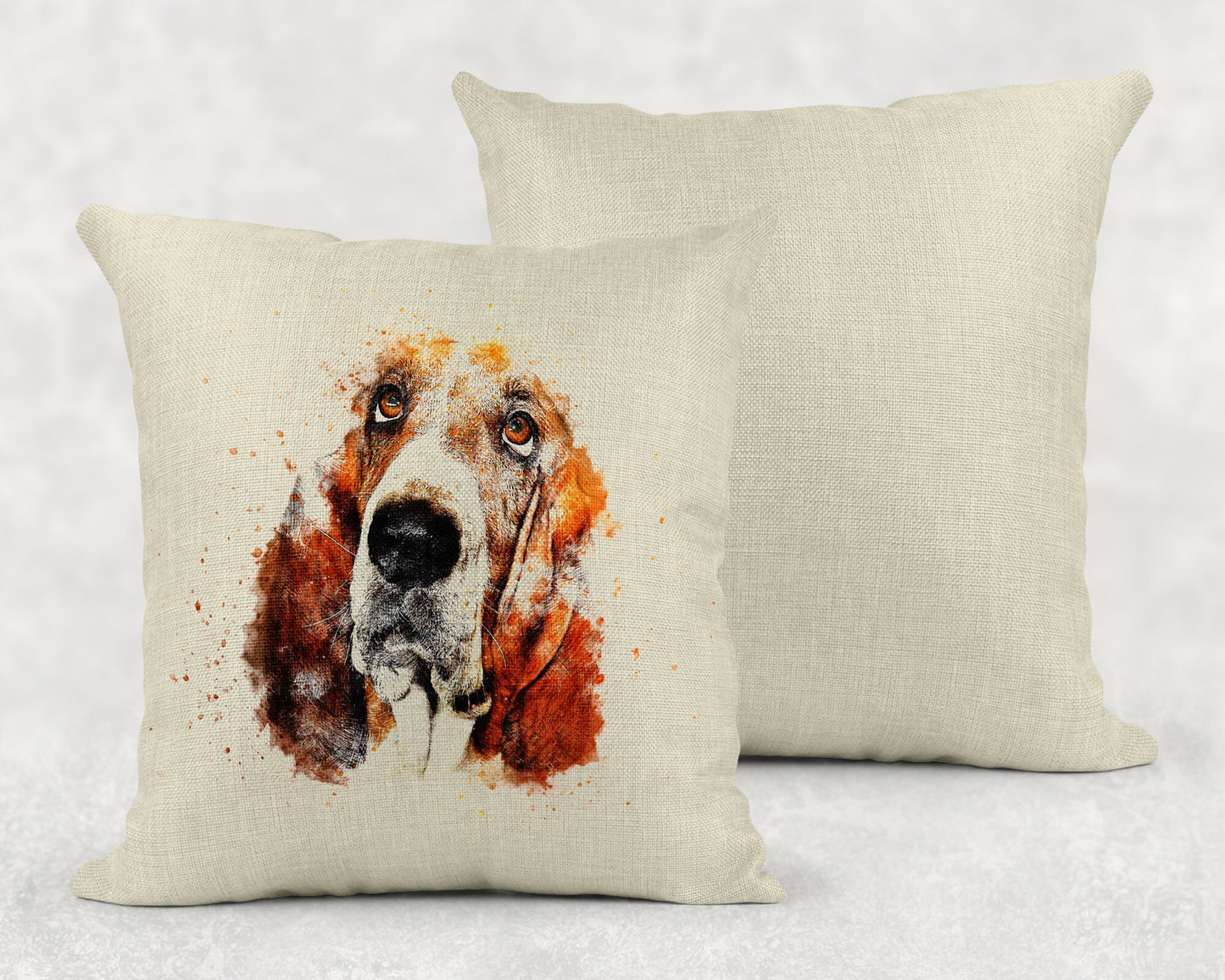 15.75 Inch Basset Hound Linen Throw Pillow|Home Decor|Decorative Pillows| - Schoppix Gifts