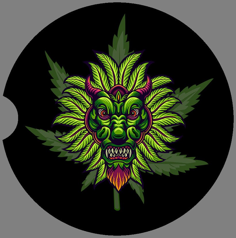 Cool Cannabis Art Sandstone Car Coasters - 1 Pair - 8 Designs to chose from - Schoppix Gifts