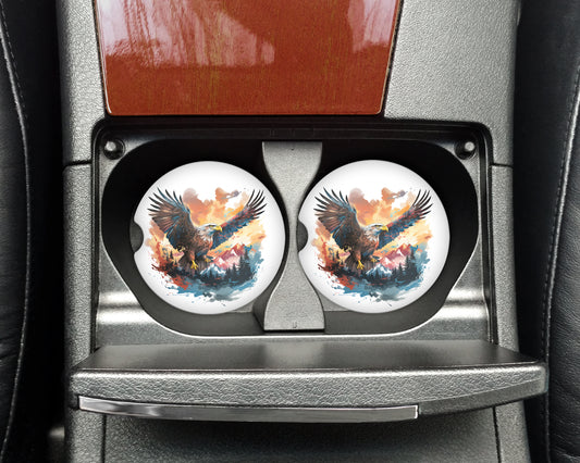 two plates with a picture of a bird on them