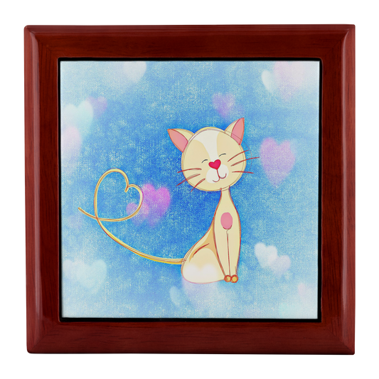 Cute Cat Illustration Jewelry Box - Schoppix Gifts