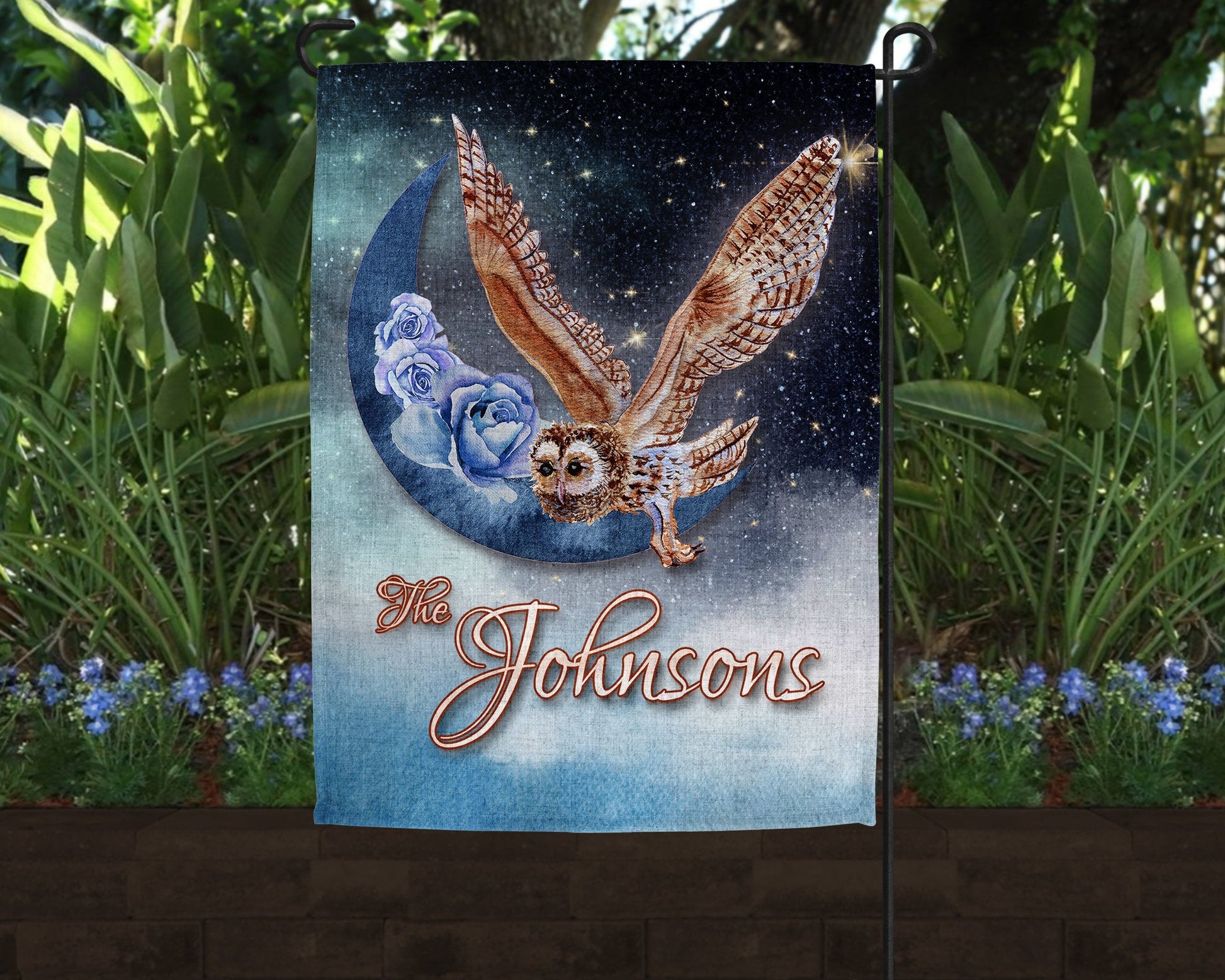 Personalized Boho Owl Linen Garden Flag|Outdoor Decor|Garden Decor|Home Decor - Schoppix Gifts