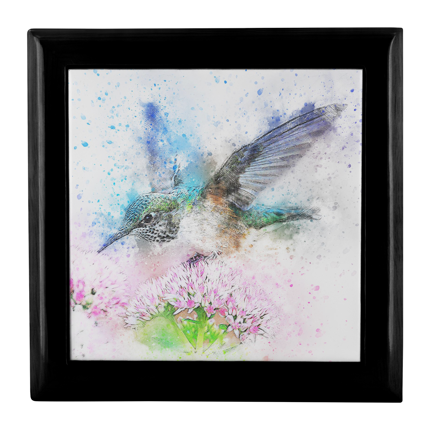 Hummingbird Simulated Watercolor Jewelry Box - Schoppix Gifts