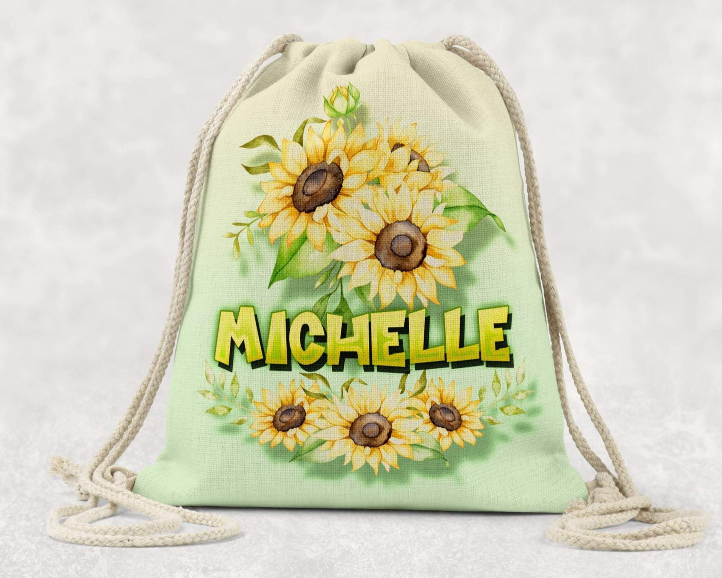 Personalized Sunflower Drawstring Linen Bag,Drawstring Backpack - Schoppix Gifts