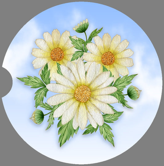 Daisies Bouquet Art Car Coasters  - Matching Pair - Schoppix Gifts