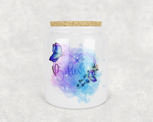 Watercolor Butterflies Believe Art Treat Jar - Schoppix Gifts