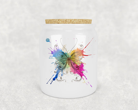 Watercolor Paint Splash Butterfly Art Treat Jar - Schoppix Gifts
