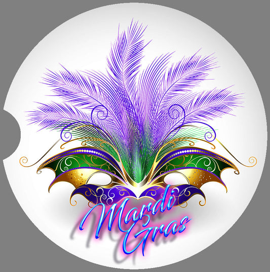 Mardi Gras Mask Art Car Coasters  - Matching Pair - Schoppix Gifts