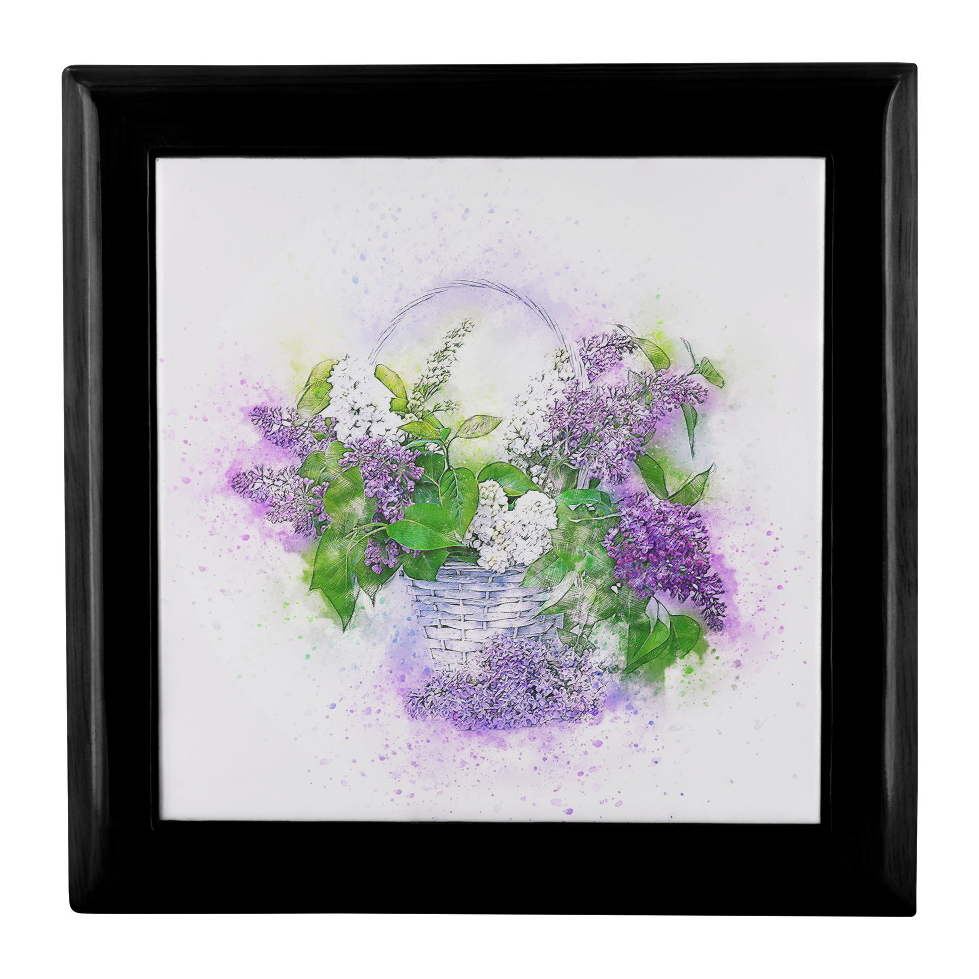 Watercolor Style Lilac Basket Jewelry Box - Schoppix Gifts