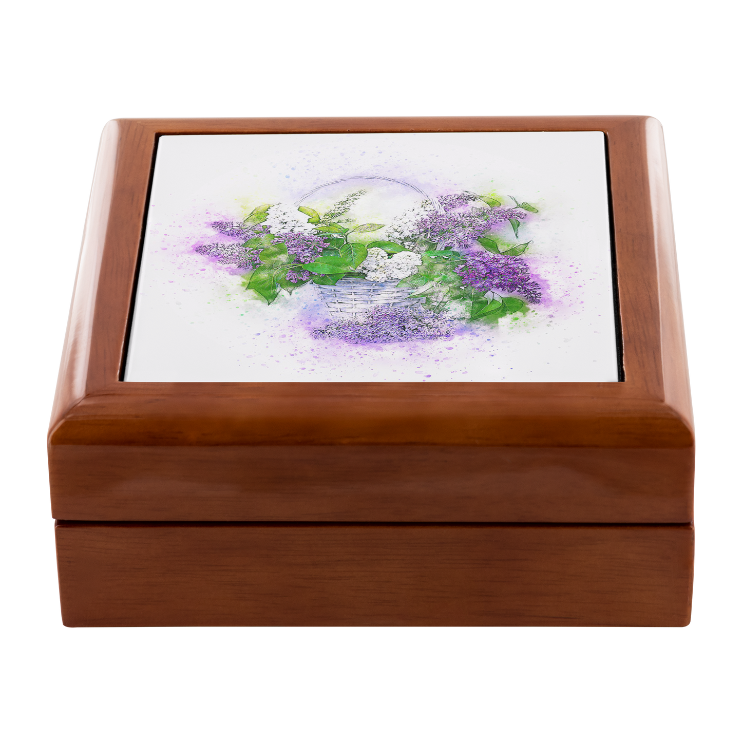 Watercolor Style Lilac Basket Jewelry Box - Schoppix Gifts