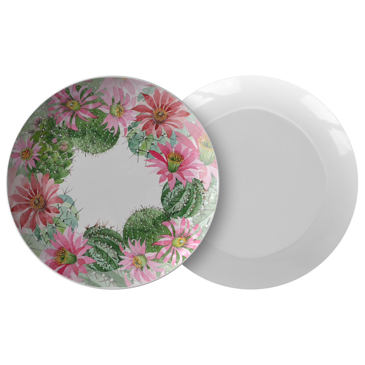 Beautiful Succulent and Desert Flowers Decorative Plate