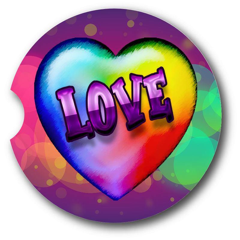 Rainbow/Tie Dye Love Sandstone Car Coasters set of 2/. - Schoppix Gifts