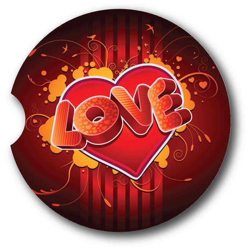 LOVE Car Coasters/ Pop Valentines Day Sandstone Car Coasters set of 2. - Schoppix Gifts