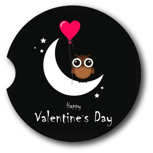 Owl Car Coasters/Owls Valentines Day Sandstone Car Coasters set of 2/for your car. - Schoppix Gifts