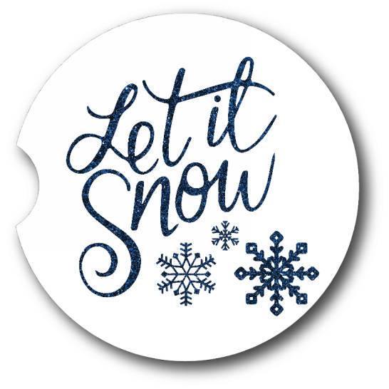 Let It Snow Car Coasters/ Christmas Sandstone Car Coasters set of 2 - Schoppix Gifts