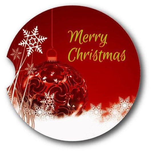 Merry Christmas Ornament Sandstone Car Coasters set of 2. - Schoppix Gifts