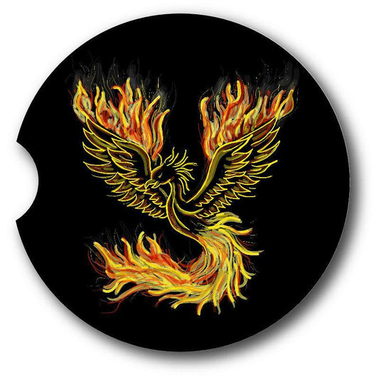 Flaming Phoenix Car Coasters - Matching Pair - Schoppix Gifts