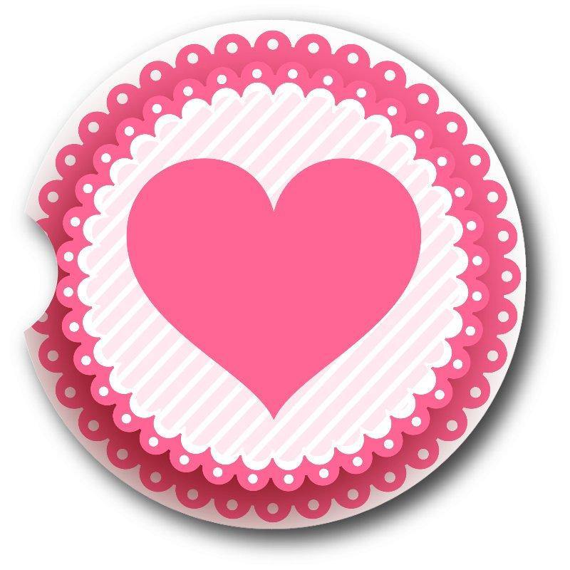 Pink Doily Sandstone Car Coasters set of 2/. - Schoppix Gifts