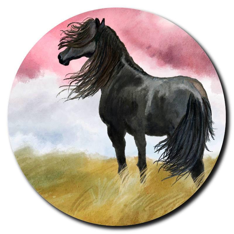 Round Black Horse  Drink Coaster-Set of 4- Available in 4 styles! - Schoppix Gifts
