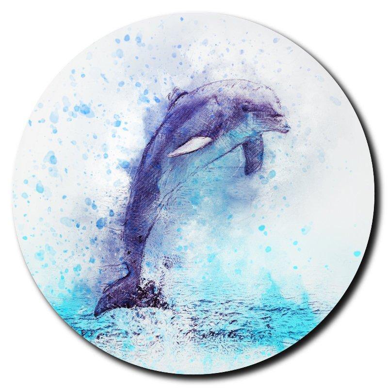 Round Watercolor Leaping Dolphin  Drink Coaster-Set of 4- Available in 4 styles! - Schoppix Gifts