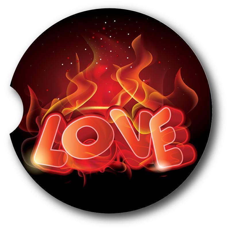 Flaming LOVE Sandstone Car Coasters/set of 2 - Schoppix Gifts