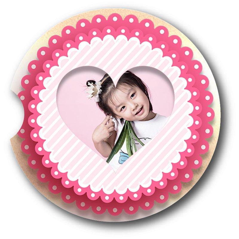 Personalized Photo Car Coasters/Photograph Heart Doily Sandstone Car Coasters set of 2 - Schoppix Gifts