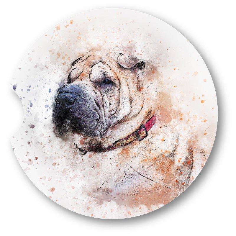Sharpei Cars-Watercolor style -Set of 2 - - Schoppix Gifts