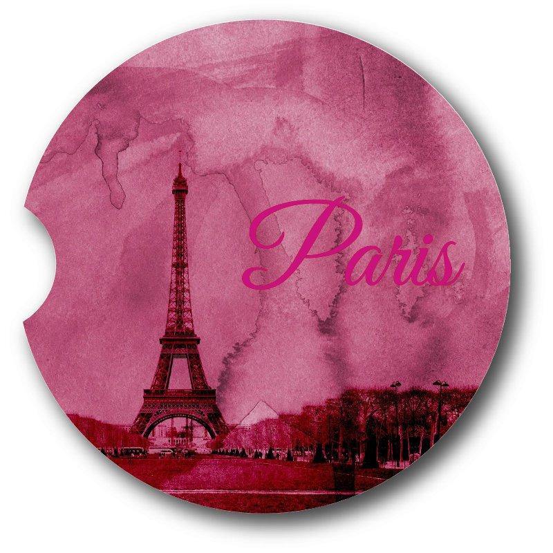 Paris Car Coasters/Pink Watercolor  Style /set of 2 - Schoppix Gifts