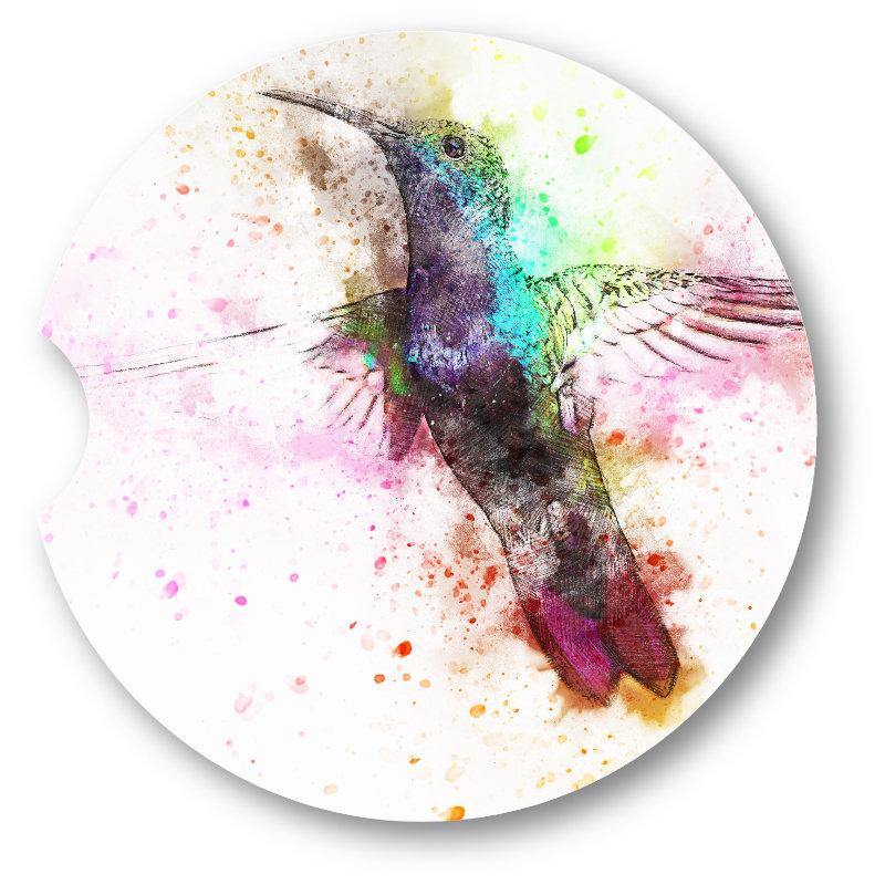 Hummingbird Car Coaster/Watercolor Style / set of 2 - Schoppix Gifts
