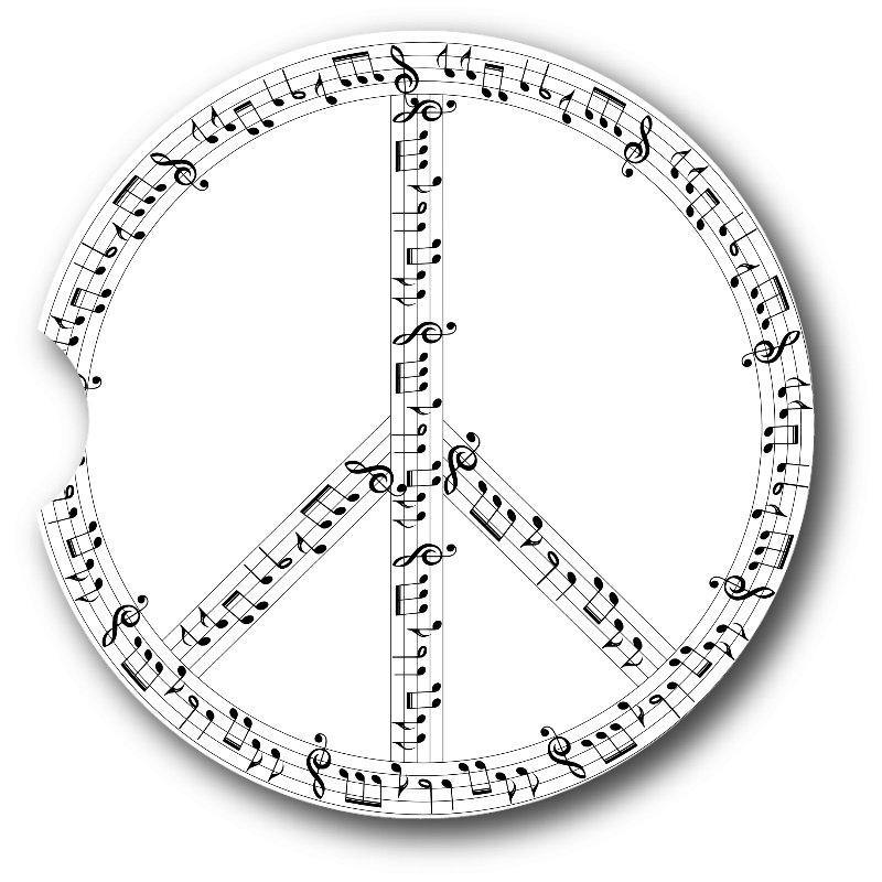 Music Notes Car Coasters/Peace Symbol  Sandstone Car Coasters set of 2. - Schoppix Gifts