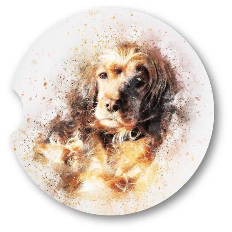 Cocker Spaniel Car Coasters-Watercolor  style  -Set of 2 - - Schoppix Gifts