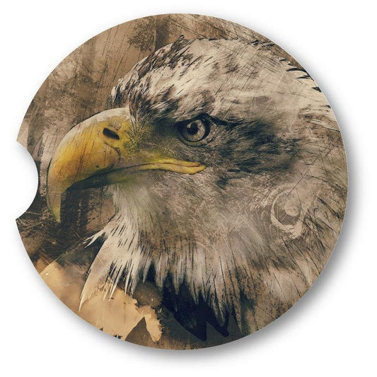 Bald Eagle Car Coasters-Grunge  style-Set of 2 - - Schoppix Gifts