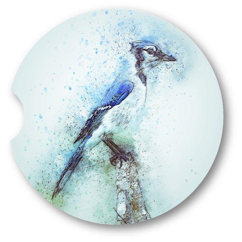 Blue Jay  Car Coasters/Watercolor Style / set of 2 - Schoppix Gifts