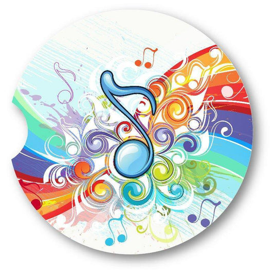 Music Notes Rainbow Car Coasters - Set of 2- - Schoppix Gifts