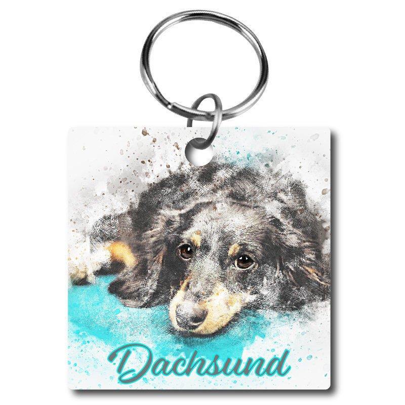 Watercolor style Dachshund Illustration Acrylic Key Chain - Schoppix Gifts
