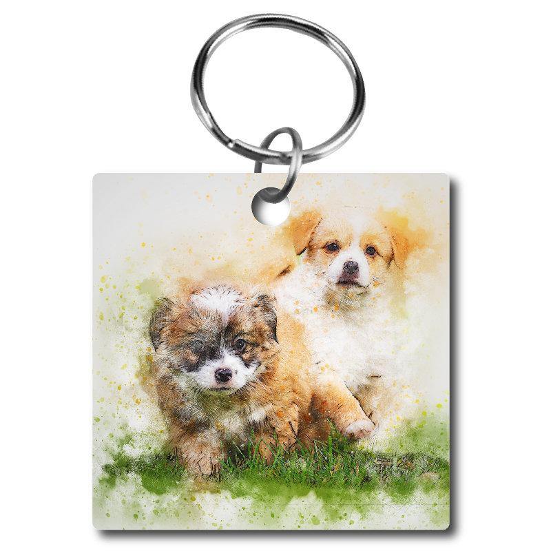 Cute Puppies Acrylic Key Chain - Schoppix Gifts