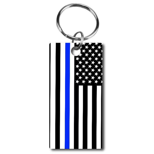 Thin Blue Line Flag  Acrylic Key Chain - Schoppix Gifts