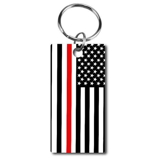 Thin Red Line Firefighter Flag Acrylic Key Chain - Schoppix Gifts